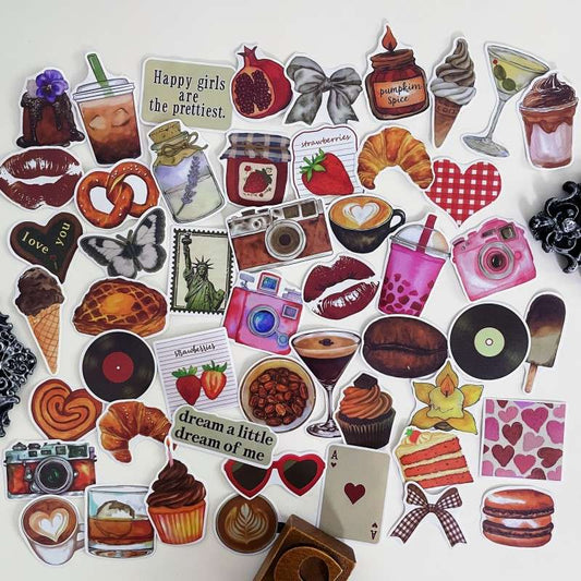 Retro Bakery Sticker 50PCS