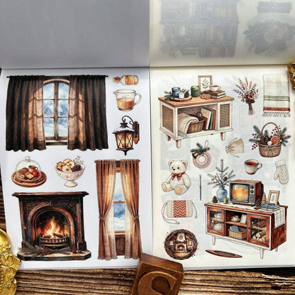 Cozy Winter Cottage Scene Sticker Book 22sheets