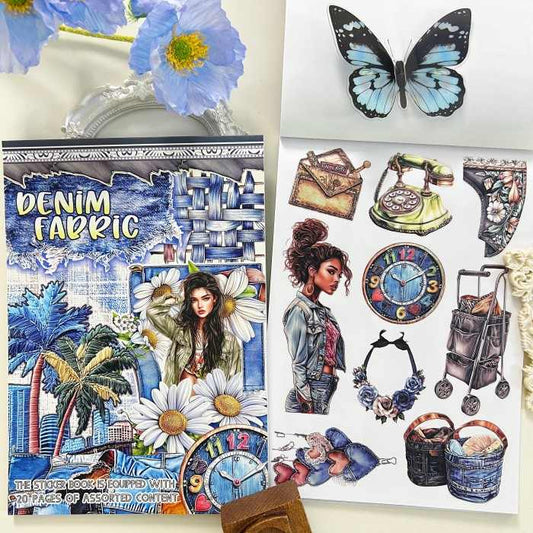 Denim Fabric Sticker Book 20Sheets