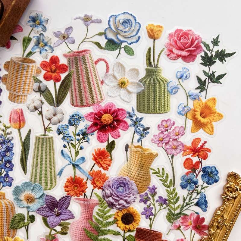 Crochet Flowers Sticker 90PCS