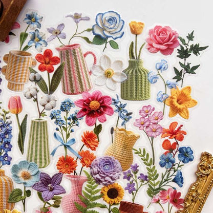 Crochet Flowers Sticker 90PCS