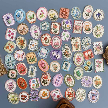 Porcelain Painting Flowers Sticker 60PCS