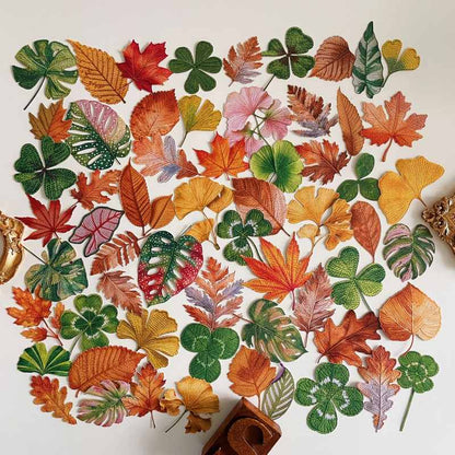 Knitted Autumn Leaves Sticker 60PCS