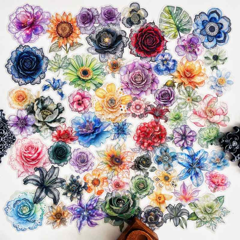 Floral Thread Sticker 60PCS