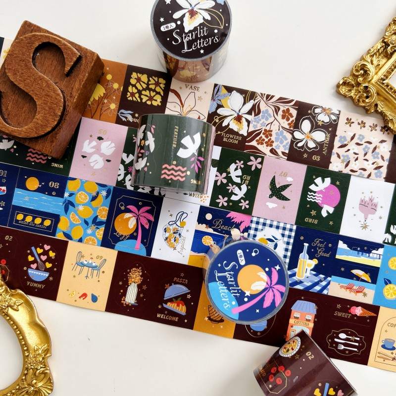 Starlit Letters Kraft Paper Sticker Roll