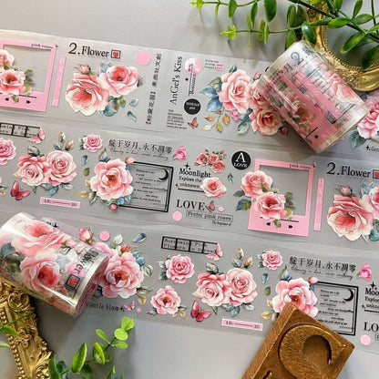 Pink Rose Garden PET Tape Roll | Dong Xi