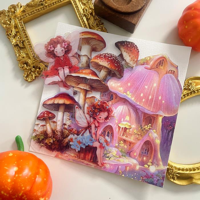 Mushroom Fairy Ephemera Mystery Kit 65PCS