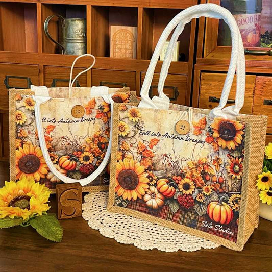 Golden Autumn Linen Bag