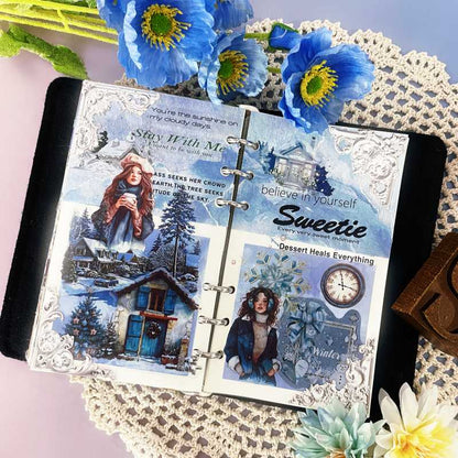 Blue Winter Ephemera Mystery Kit 85PCS