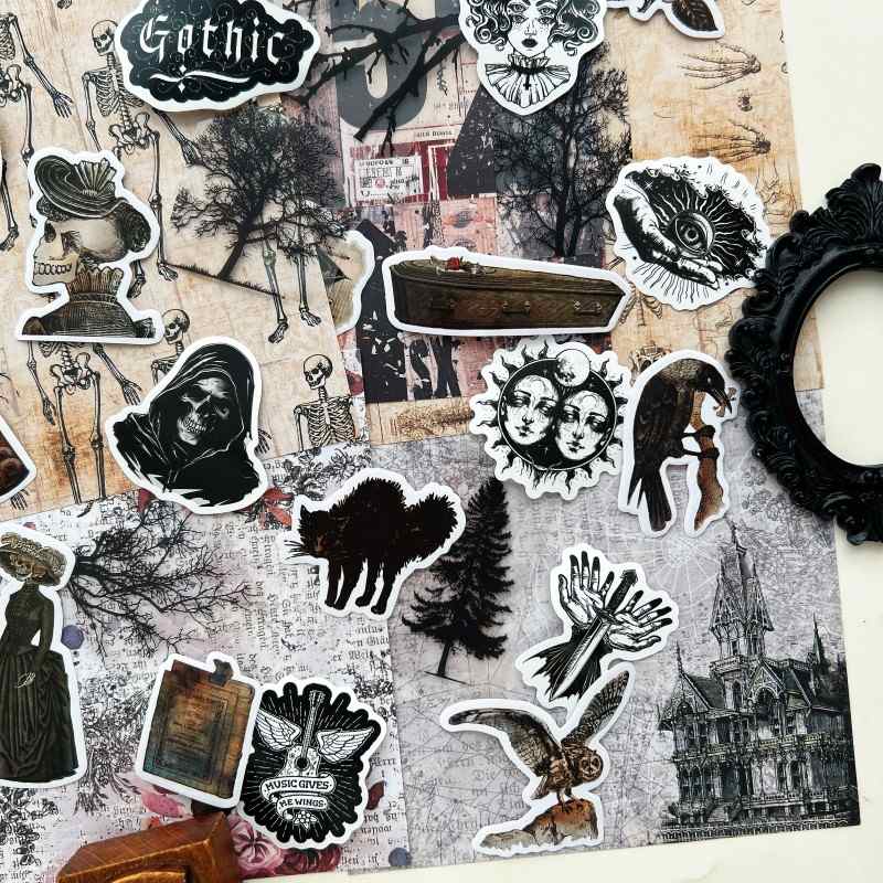 Old Skeleton Ephemera Mystery Kit 75PCS