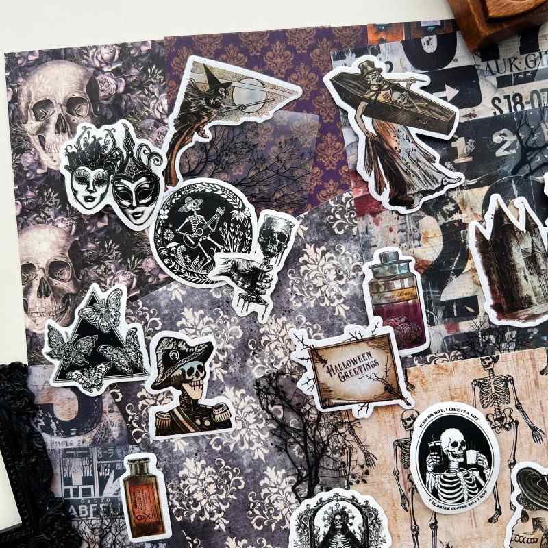 Old Skeleton Ephemera Mystery Kit 75PCS
