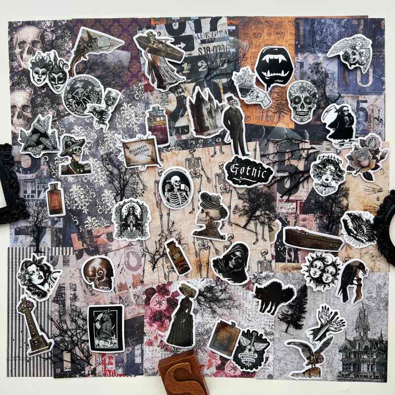 Old Skeleton Ephemera Mystery Kit 75PCS