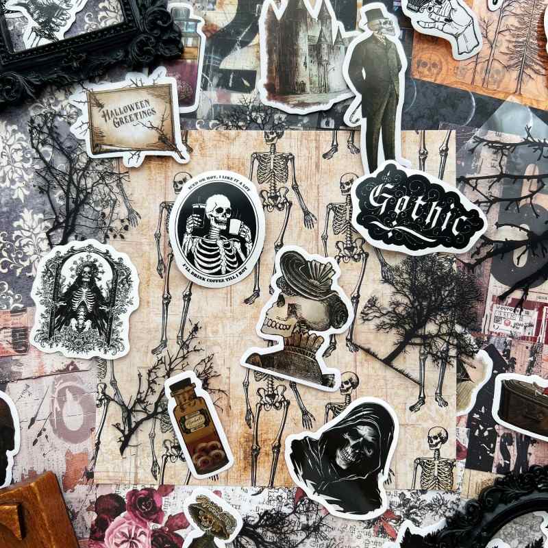 Old Skeleton Ephemera Mystery Kit 75PCS