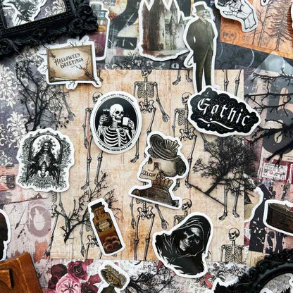 Old Skeleton Ephemera Mystery Kit 75PCS