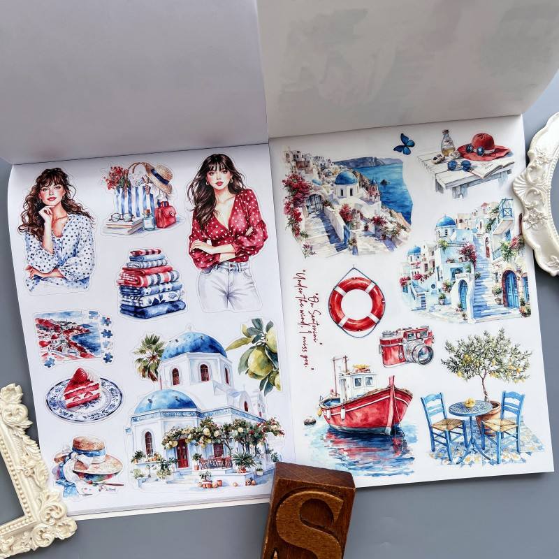 Santorini Blue Sticker Book 24Sheets