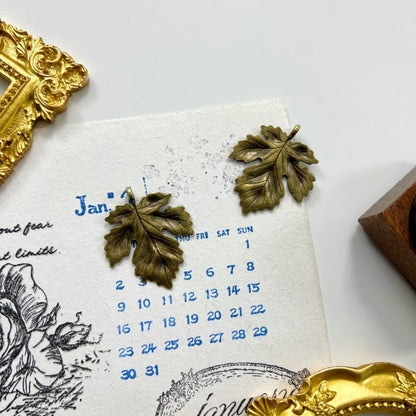 Bronze Leaf Charm 2PCS
