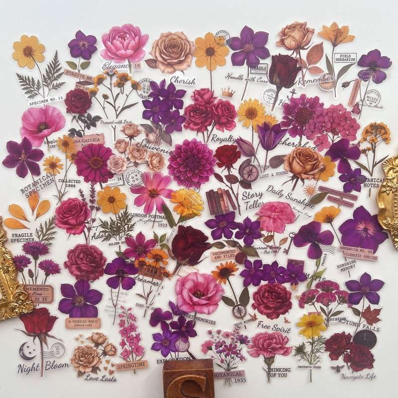 Pressed Petals Sticker 60PCS