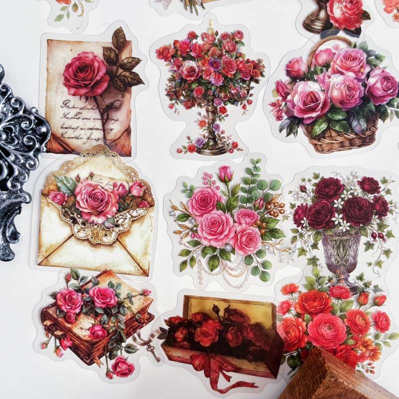 Retro Rose Sticker 50PCS