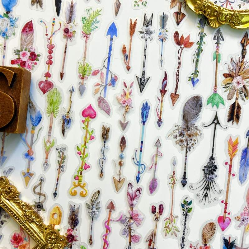 Retro Feather Trace Sticker 90PCS