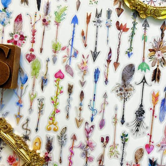 Retro Feather Trace Sticker 90PCS