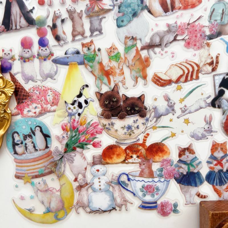 Fluffy Kitty Sticker 50PCS