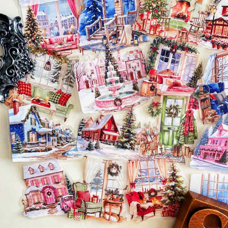 Christmas Fireplace Sticker 60PCS
