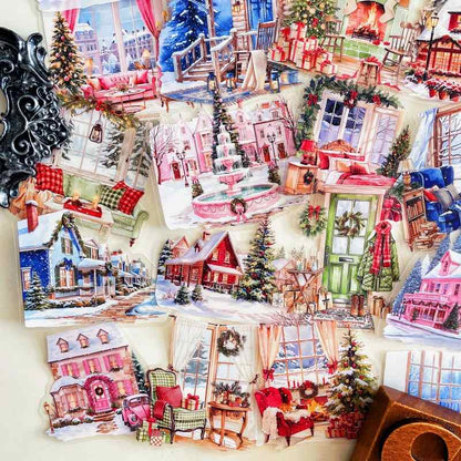 Christmas Fireplace Sticker 60PCS