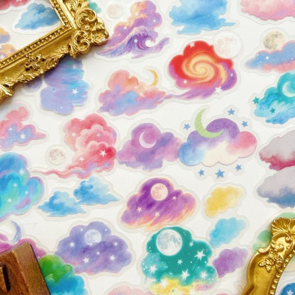 Watercolor Clouds Sticker 56PCS