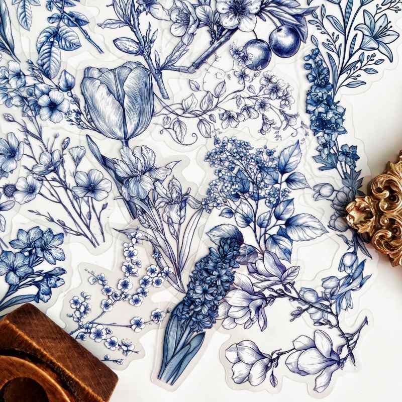 Aqua Floret Sticker 50PCS