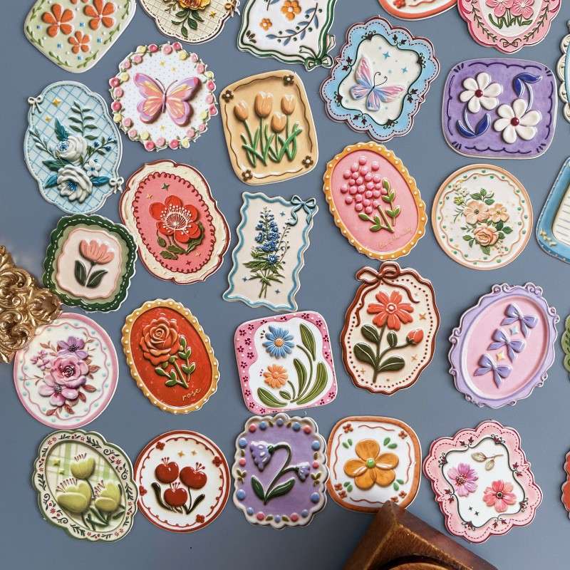 Porcelain Painting Flowers Sticker 60PCS