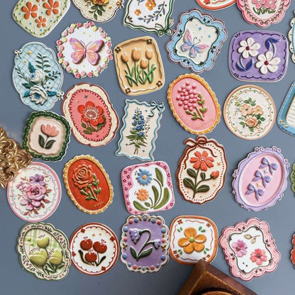 Porcelain Painting Flowers Sticker 60PCS