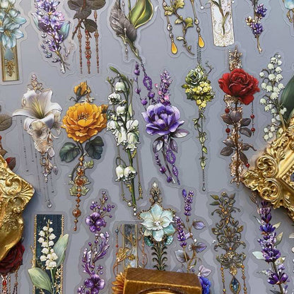 Floral Bead Qrnaments Sticker 60PCS