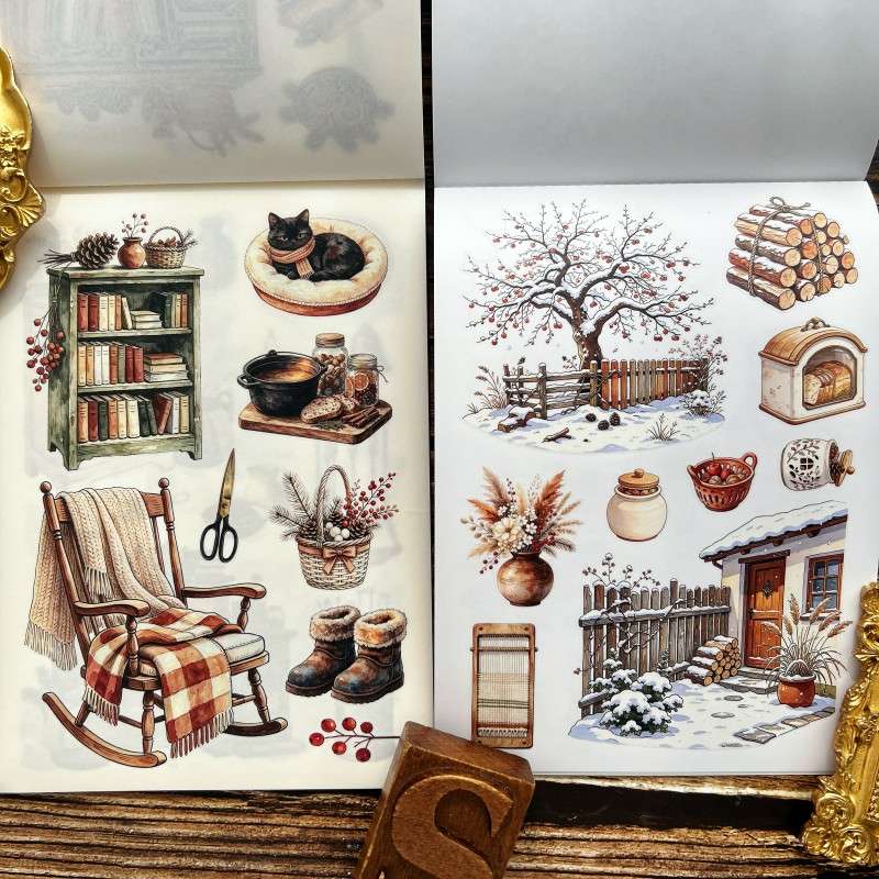 Cozy Winter Cottage Scene Sticker Book 22sheets