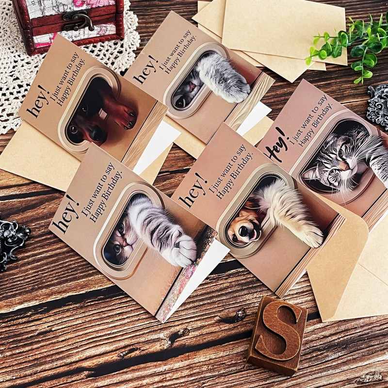 Peekaboo Birthday Card Set 6 Cards & 6 Envelopes