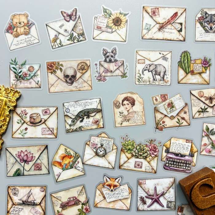 Antique Envelope Sticker 50PCS