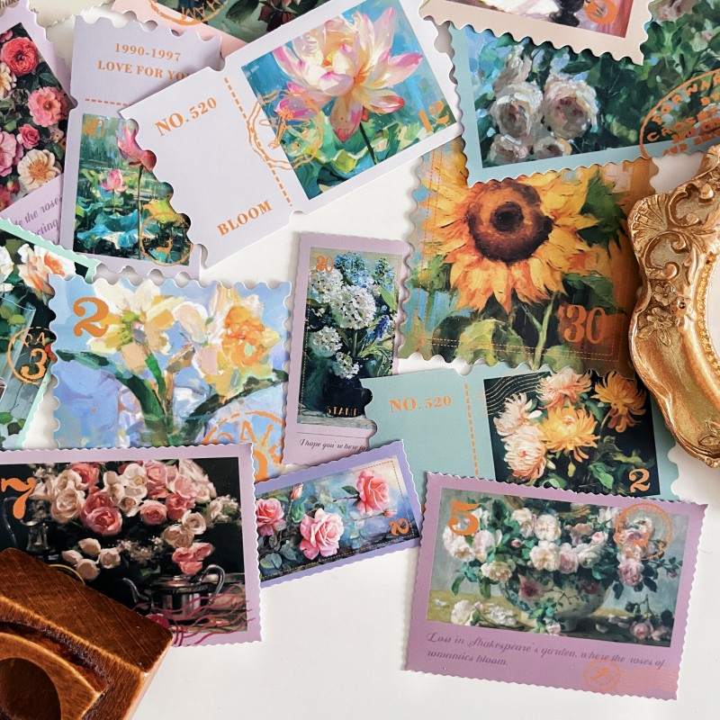 Oil Flower Stamp Sticker 50PCS