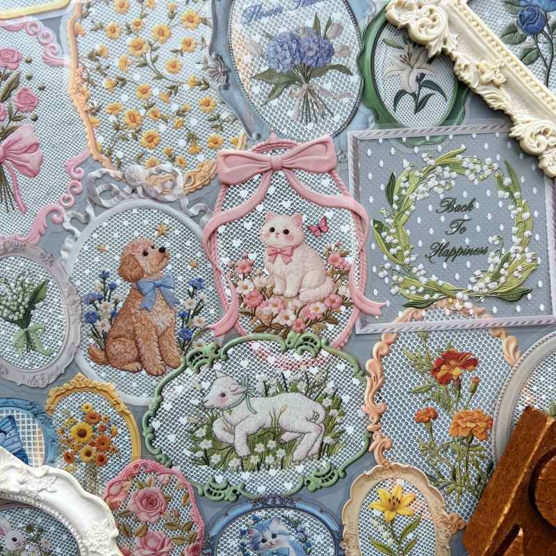 Lace Floral Frame Sticker 40PCS