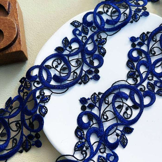 Midnight Vine Embroidered Lace Trim