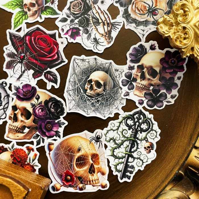 Skull Rose Cobweb Sticker 20PCS