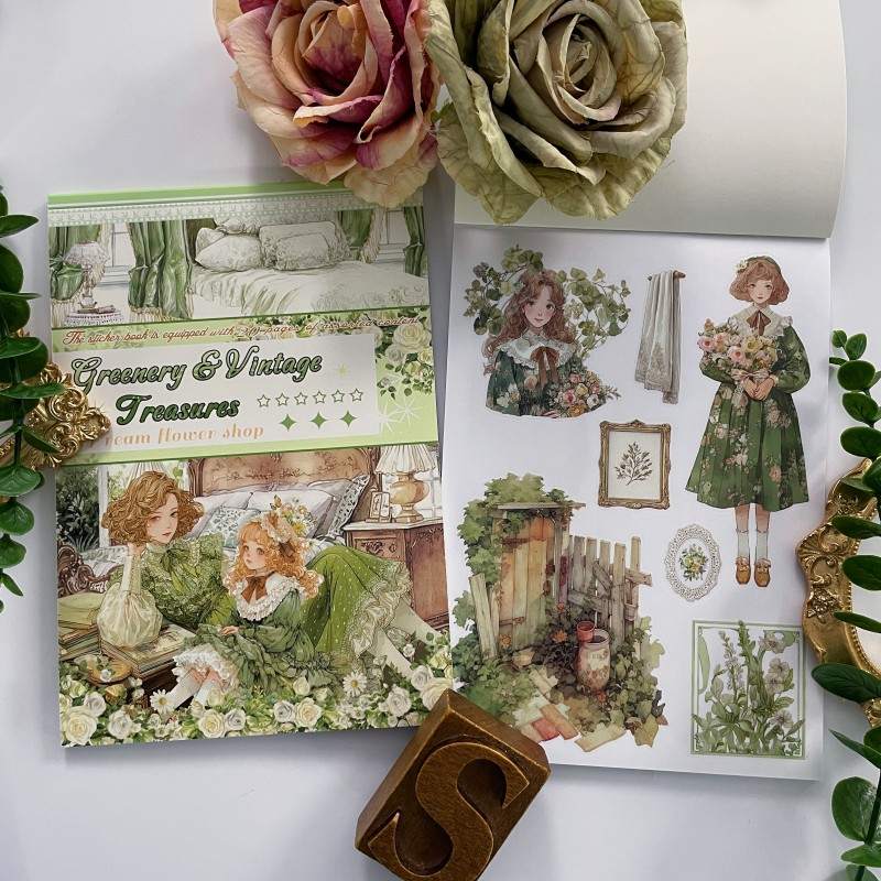 Greenery & Vintage Treasures Sticker Book 20Sheets