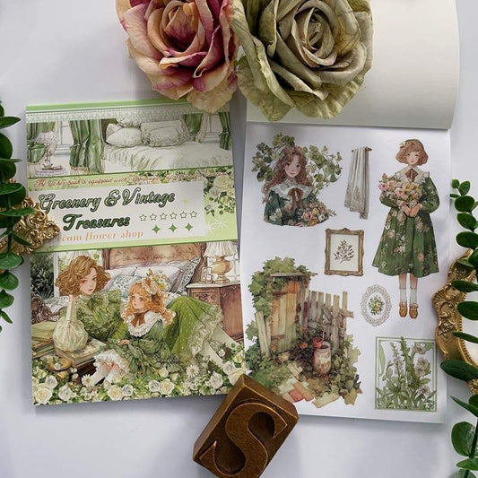 Greenery & Vintage Treasures Sticker Book 20Sheets