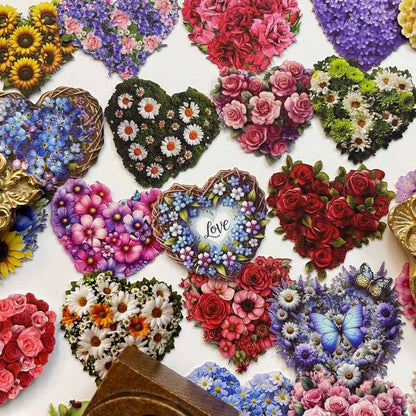 Heart Flower Sticker 48PCS