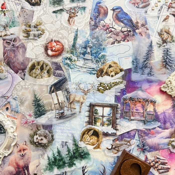 Frosted Wilderness Ephemera Mystery Kit 155PCS