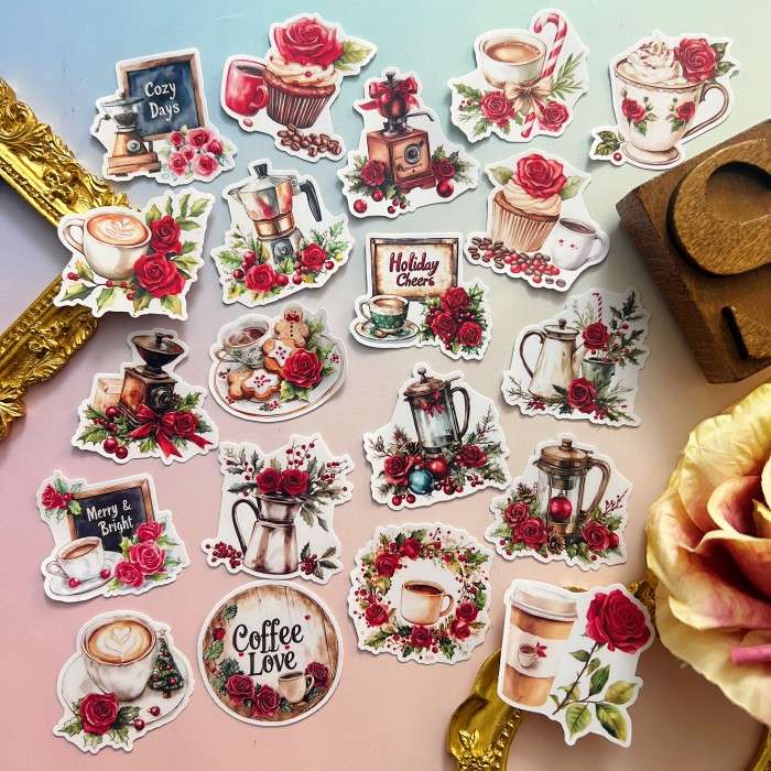 Yuletide Coffee Cheer Sticker 20PCS