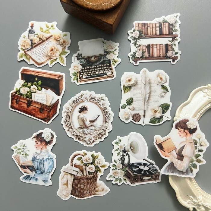 Vintage White Literature Sticker 20PCS