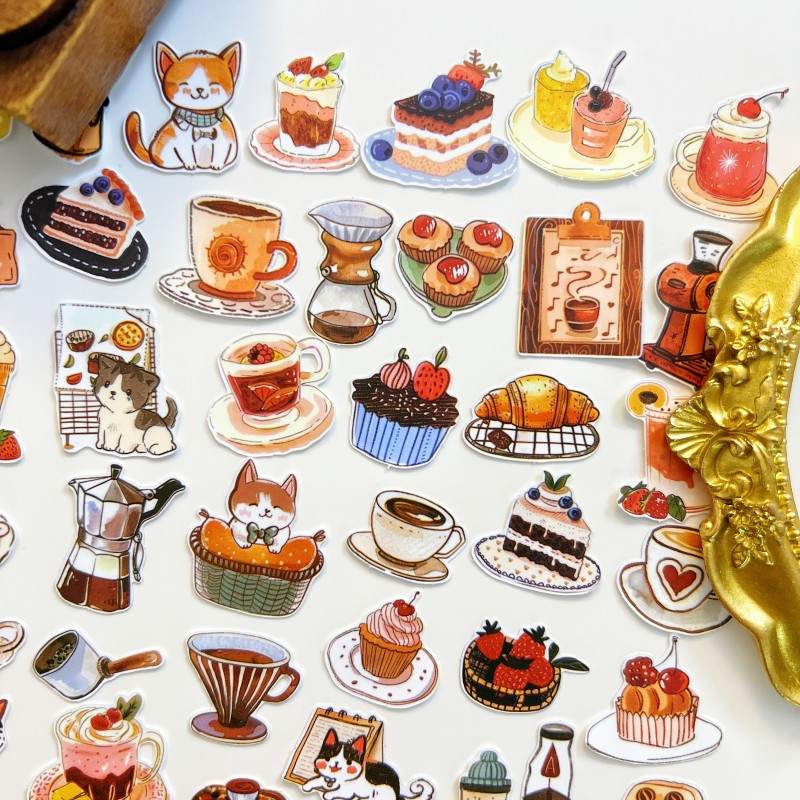 Cat Cafe Diary Sticker 60PCS
