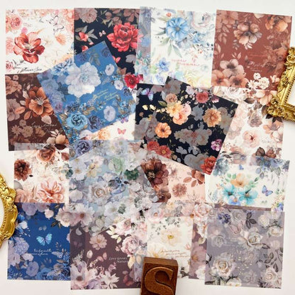 Silent Blossom Vellum Stickers 20PCS