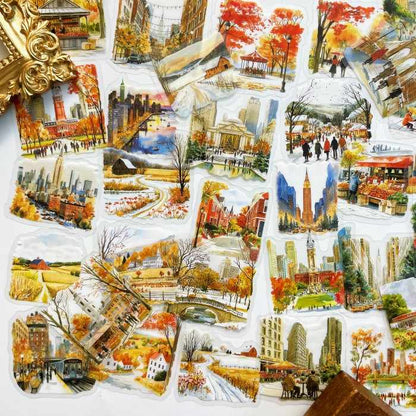 Red Maple City Sticker 75PCS
