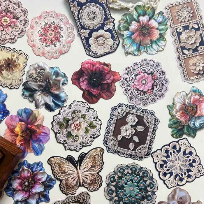 Vintage Lace Blossoms Sticker 40PCS