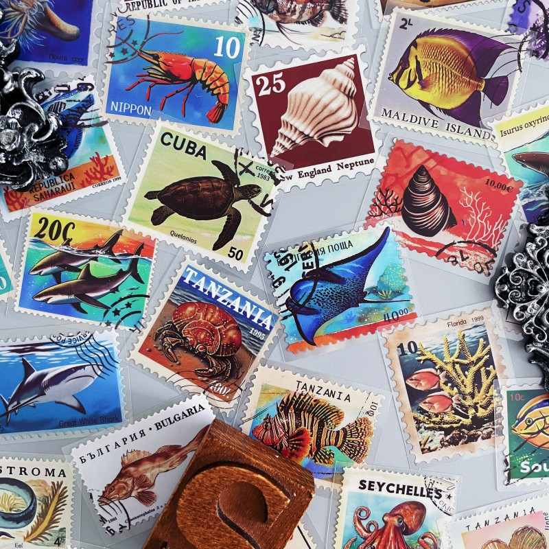 Ocean Stamps Sticker 50PCS